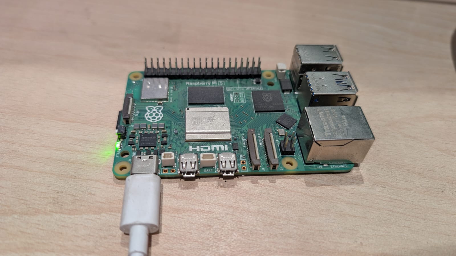 raspberry pi 5. 8gb ram, 64gb microsd, one USB-C cable, and a cloudflare tunnel. this is the server.